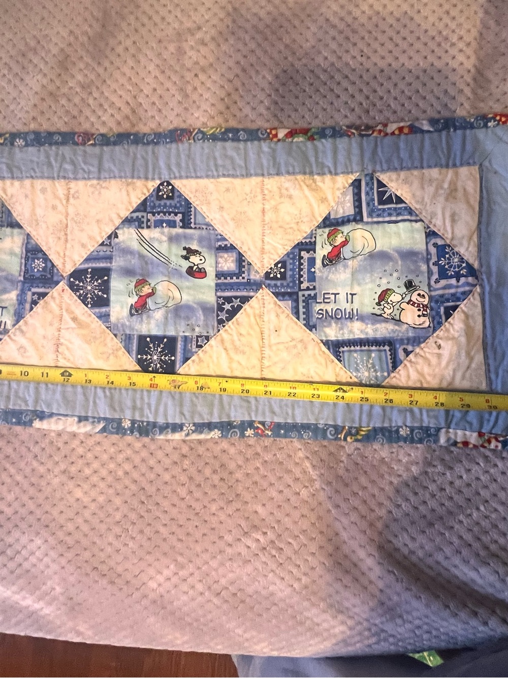 Blue Snoopy Quilted Table Runner - Holiday Home Bedding